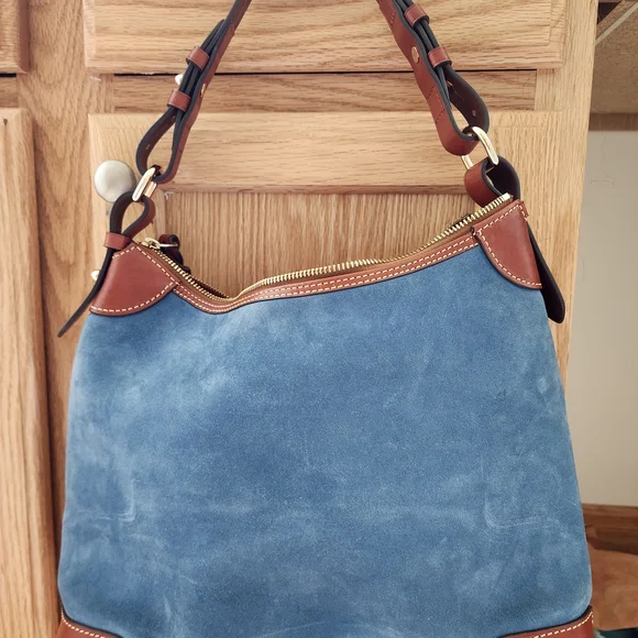 Dooney & Bourke Blue Suede Shoulder Bag Light Blue - Picture 4 of 10